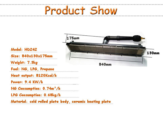NG LPG Infrared Gas Pizza Oven Propane Burner HD242 Galvanized Sheet Ceramic Plate